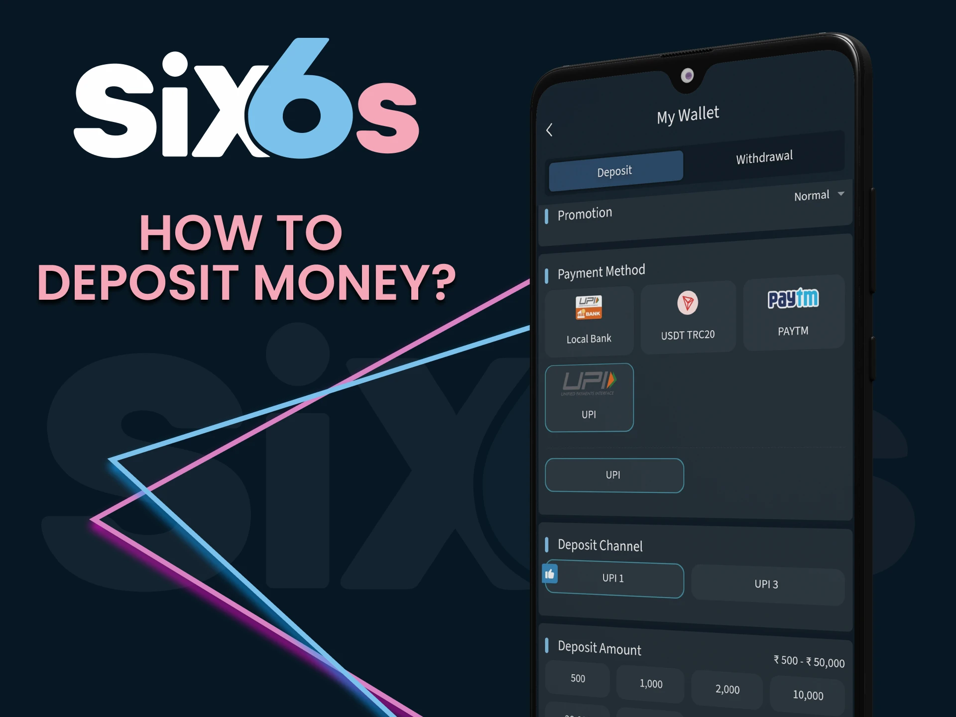 We will tell you how to make a deposit on Six6s.